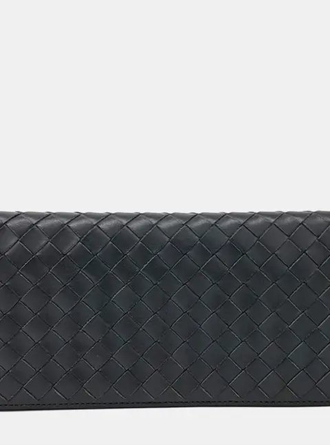 Bottega Veneta Intrecciato Grey Lambskin Leather Long Continental Wallet