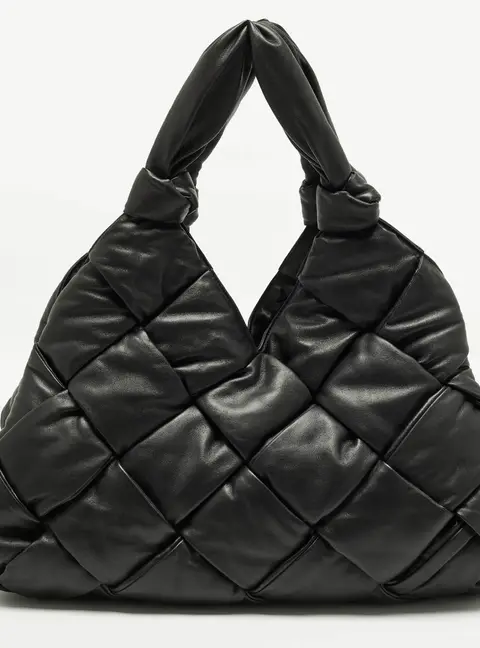 Bottega Veneta Padded Lock Black Leather Shoulder Bag