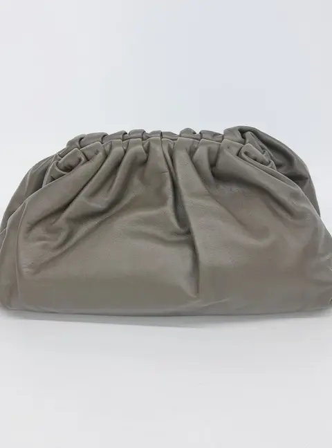Bottega Veneta The Pouch Large Olive Green Butter Calfskin Leather Clutch Bag