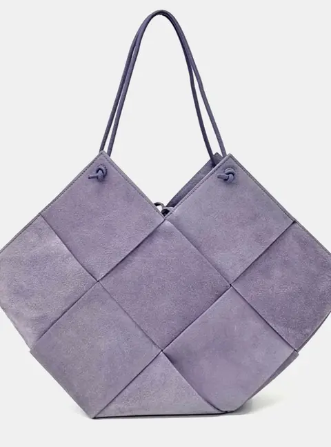 Bottega Veneta Flower Basket Medium Purple Suede Tote Bag