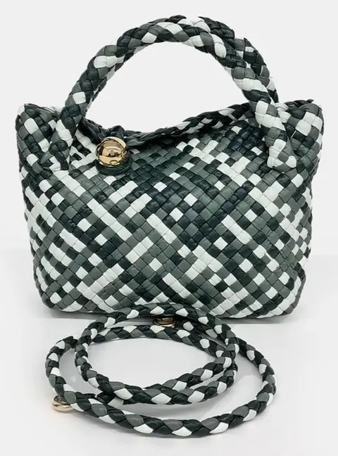 Bottega Veneta Small Tosca Green Intreccio Lambskin Leather Top Handle Bag