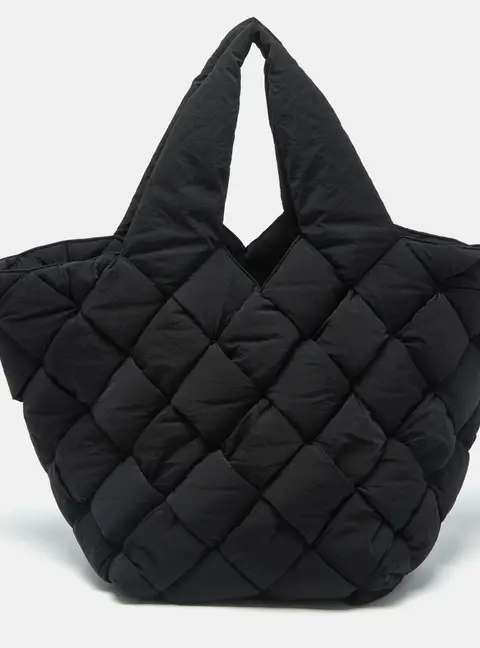 Bottega Veneta Cassette Padded Black Intrecciato Nylon Tote