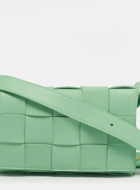 Bottega Veneta Cassette Small Light Green Leather Shoulder Bag