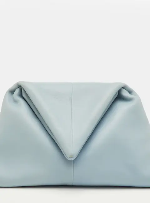 Bottega Veneta BV Trine Angular Light Blue Leather Clutch