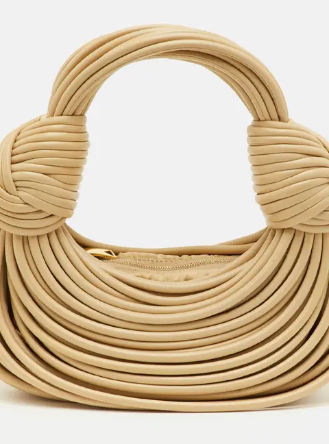 Bottega Veneta Double Knot Mini Beige Leather Hobo