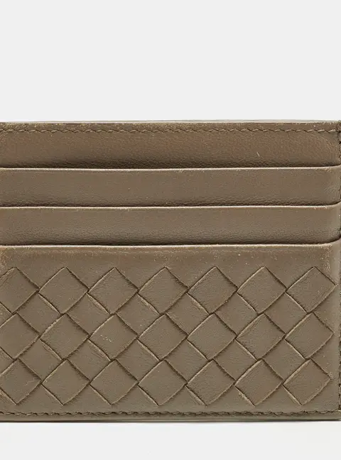 Bottega Veneta Grey Intrecciato Leather Card Holder