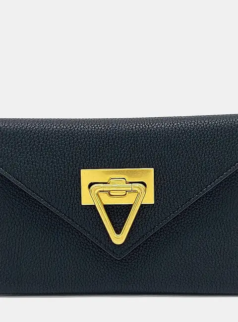 Bottega Veneta Veneta Black Grained Leather Wallet Bag