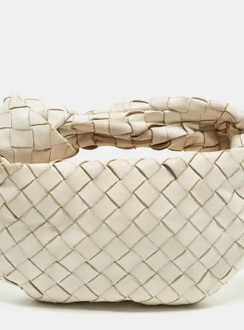 Bottega Veneta Jodie Mini Intrecciato White Leather Hobo