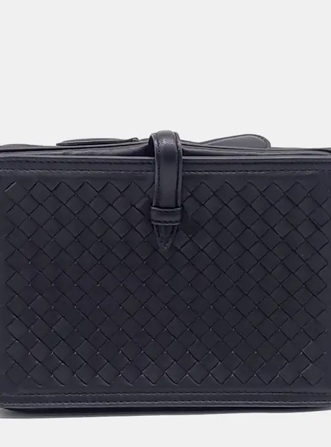 Bottega Veneta Black Leather Mesh Shoulder Bag