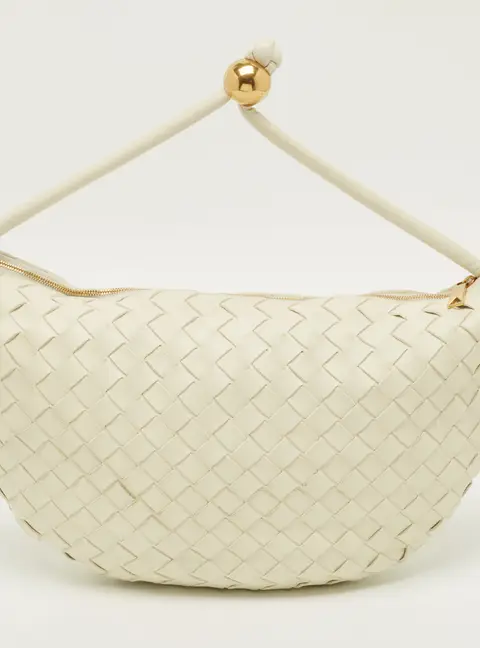 Bottega Veneta Turn Medium White Intrecciato Leather Pouch