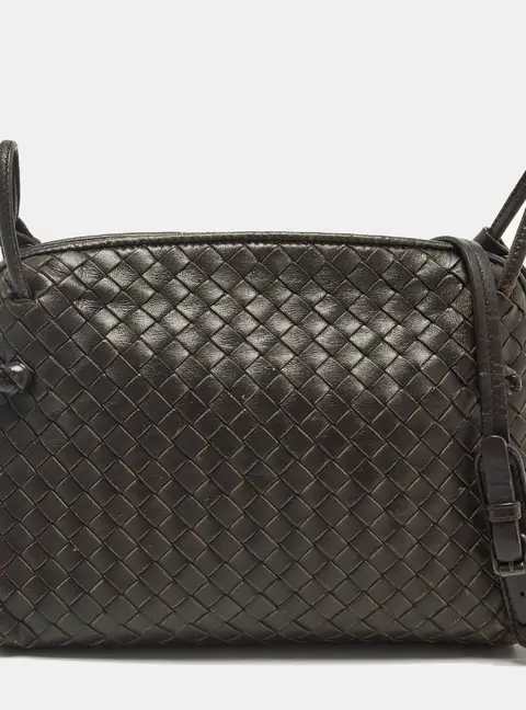 Bottega Veneta Nodini Dark Brown Intrecciato Leather Shoulder Bag