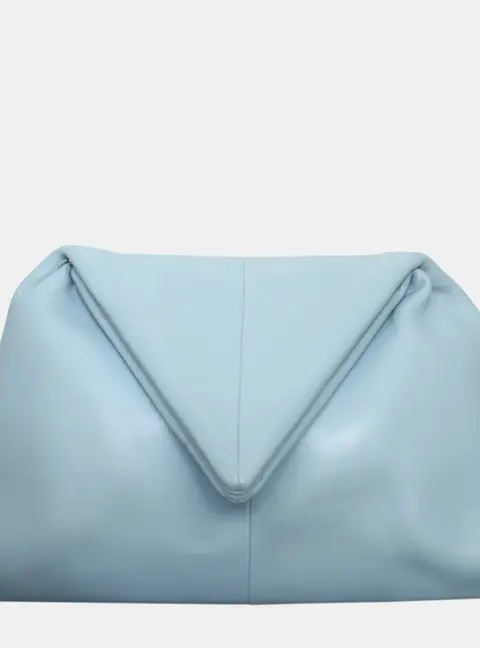 Bottega Veneta Trine Envelope Clutch Small Blue Leather Clutch Bag