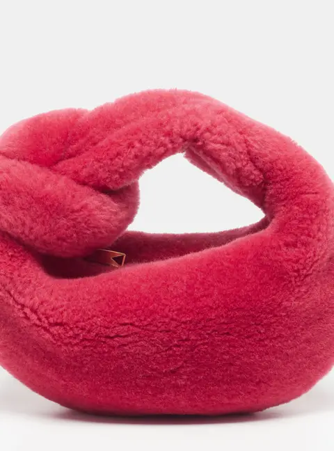 Bottega Veneta Jodie Mini Pink Fur Hobo