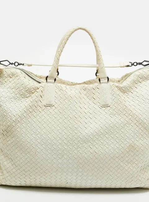 Bottega Veneta Convertible Large White Intrecciato Leather Tote