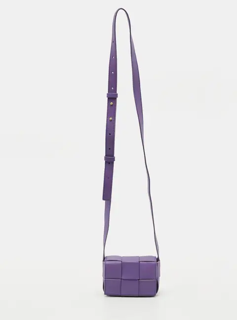Bottega Veneta Purple Intrecciato Leather Mini Candy Cassette Crossbody Bag