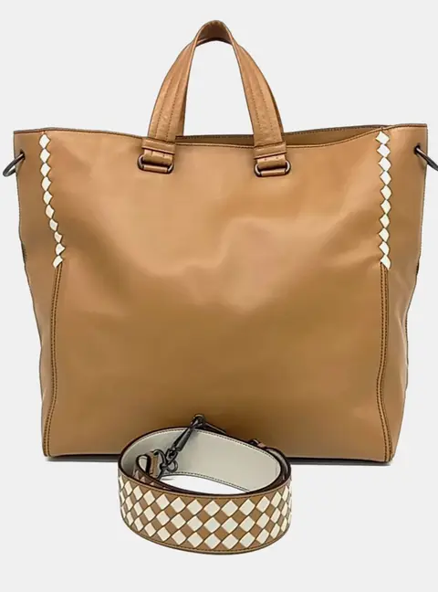 Bottega Veneta Brown Leather Tote And Shoulder Bag