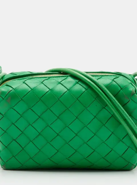 Bottega Veneta Loop Mini Green Intrecciato Leather Shoulder Bag