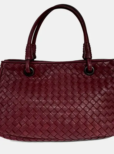 Bottega Veneta Burgundy Mesh  Leather Tote Bag