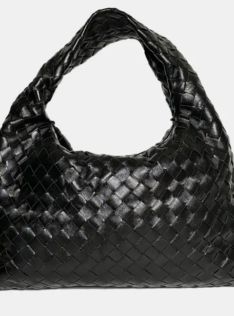 Bottega Veneta Small Hop Black Intrecciato Nappa Leather Hobo Bag