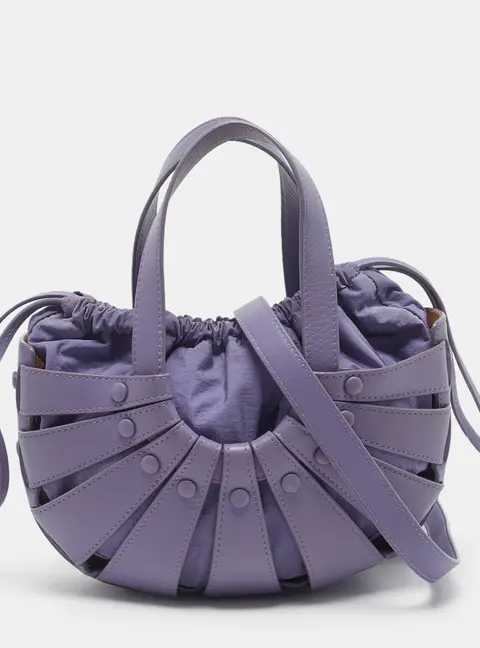 Bottega Veneta The Shell Small Purple Leather Shoulder Bag