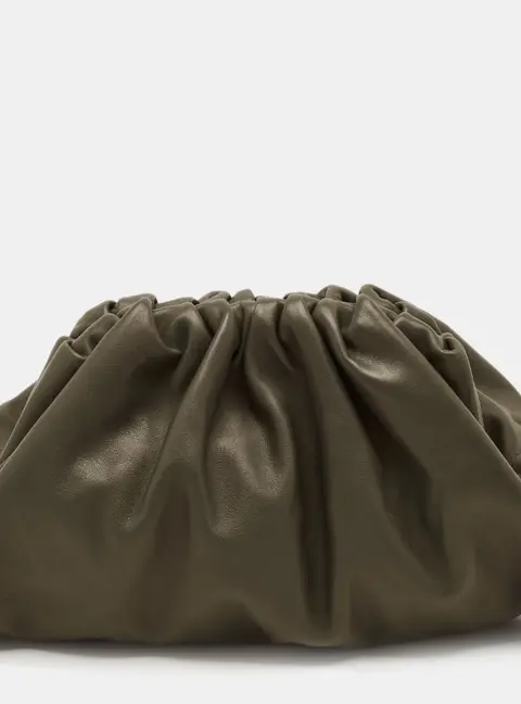 Bottega Veneta The Pouch Teen Olive Green Leather Clutch