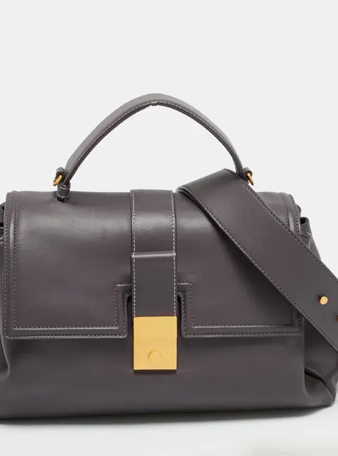 Bottega Veneta Piazza Medium Dark Beige Leather Top Handle Bag