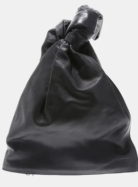 Bottega Veneta The Twist Small Black Lambskin Leather Top Handle Bag