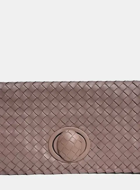 Bottega Veneta Intrecciato Pink Leather Clutch Bag