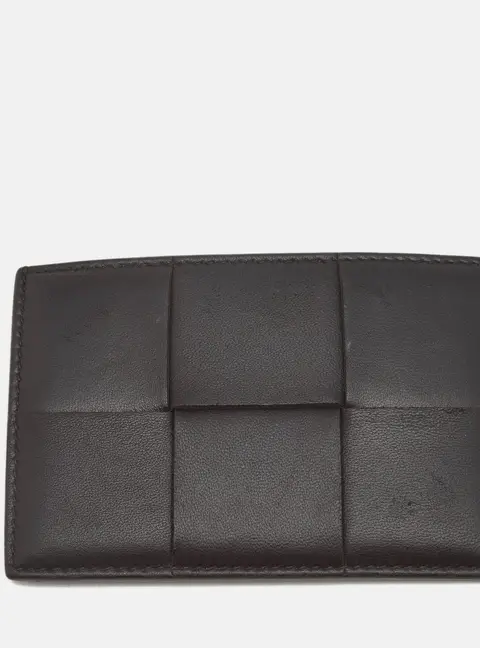 Bottega Veneta Cassette Brown Intrecciato Leather Card Holder