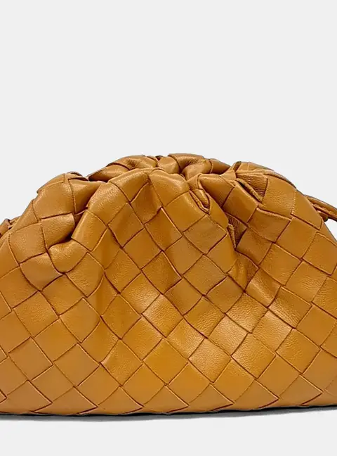 Bottega Veneta Mustard Mesh Butter Calf Crossbody Bag