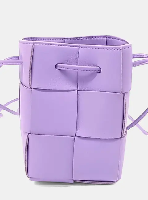 Bottega Veneta Cassette Purple Leather Bucket Bag Mini