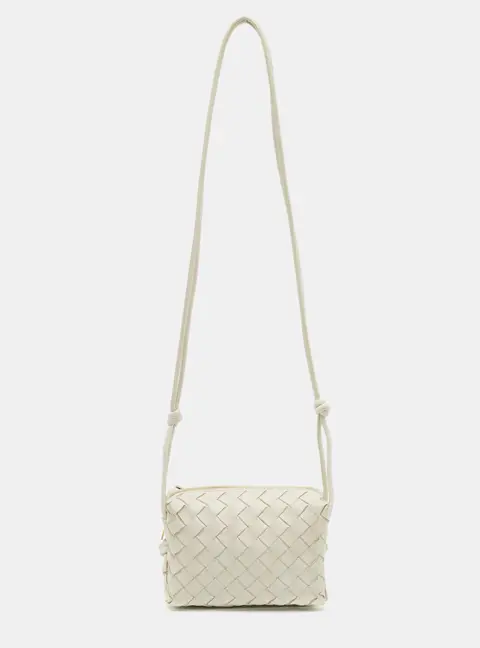 Bottega Veneta Loop Mini White Intrecciato Leather Camera Bag