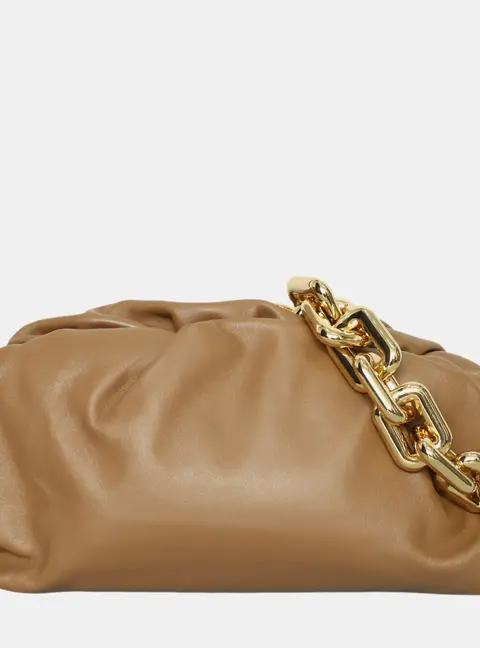 Bottega Veneta Chain Pouch Mini Gold Lambskin Leather Shoulder Bag