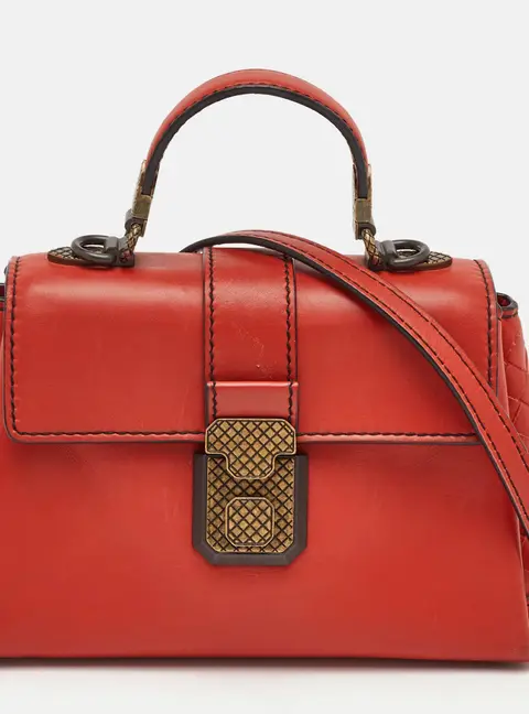 Bottega Veneta Piazza Mini Orange Leather Top Handle Bag