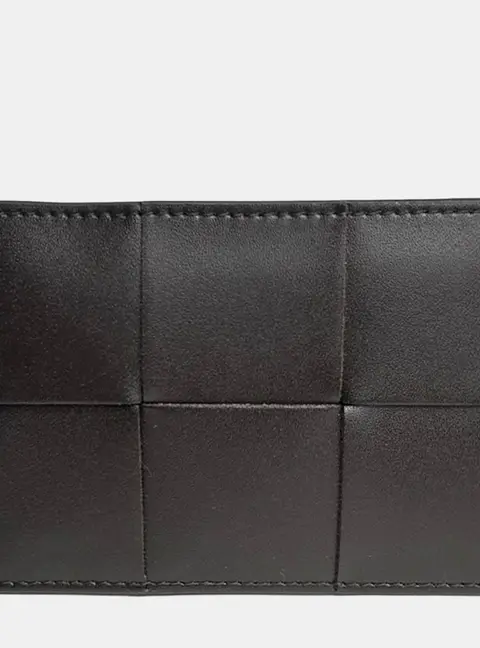 Bottega Veneta Intrecciato Card Holder Black Leather Card Holder Bag