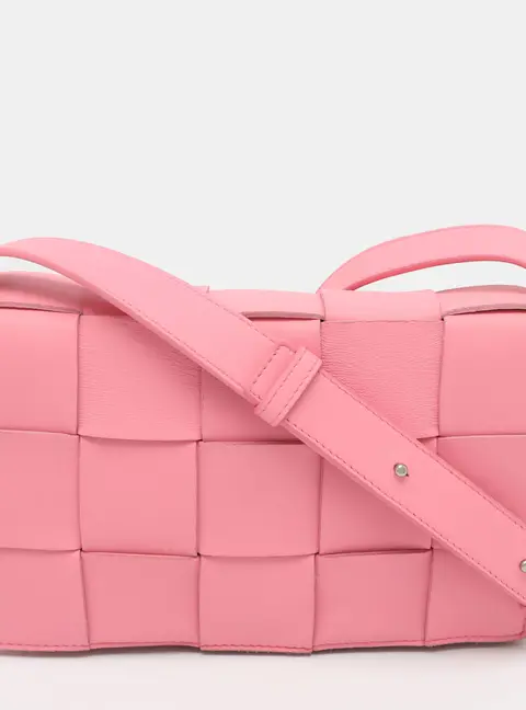 Bottega Veneta Cassette Pink Intrecciato Leather Shoulder Bag