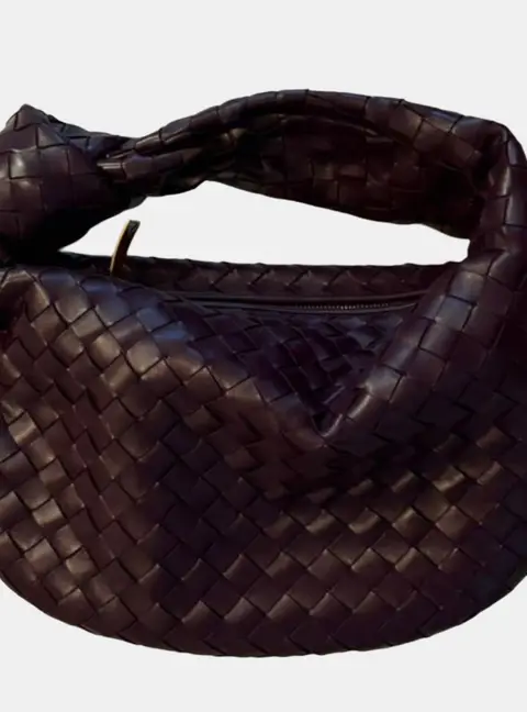 Bottega Veneta Dark Purple Intrecciato Leather Teen Jodie Shoulder Bag