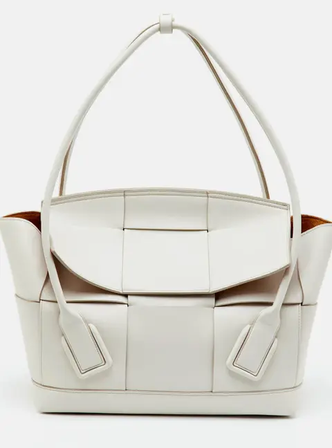 Bottega Veneta The Arco White Maxi Intrecciato Leather Tote