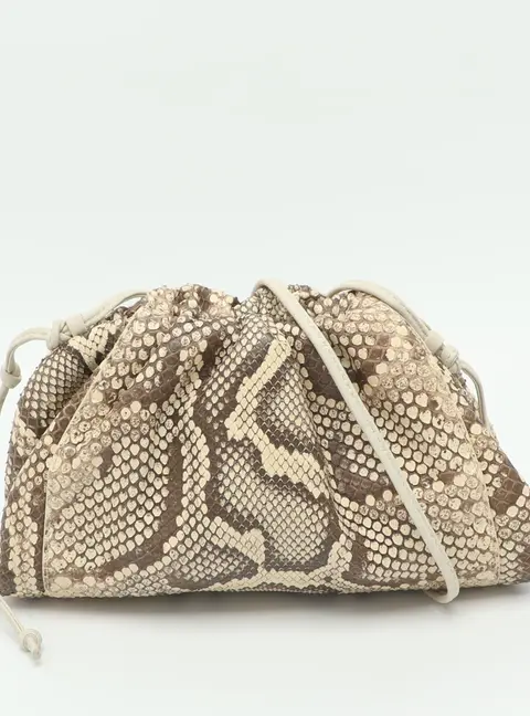 Bottega Veneta The Pouch Mini Beige Python Leather Crossbody Bag