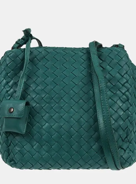 Bottega Veneta Intrecciato Cube Green Nappa Leather Shoulder Bag