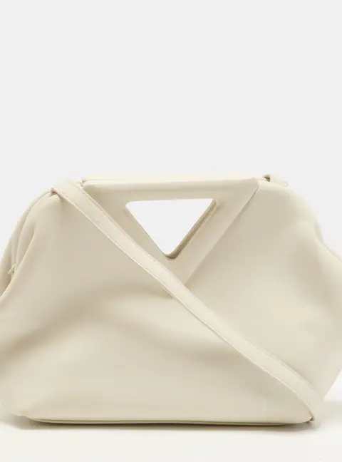 Bottega Veneta Point Small White Leather Bag