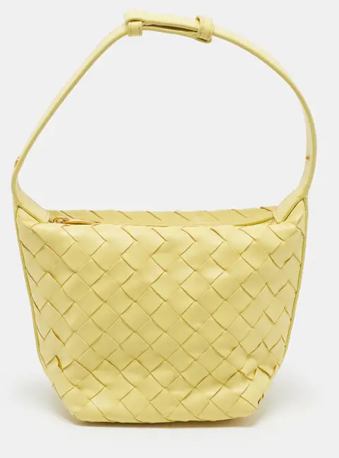 Bottega Veneta Wallace Candy Yellow Intrecciato Leather Shoulder Bag