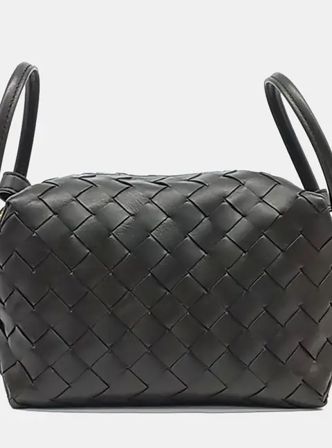 Bottega Veneta Black Leather  Top Handle Loop Bag Small