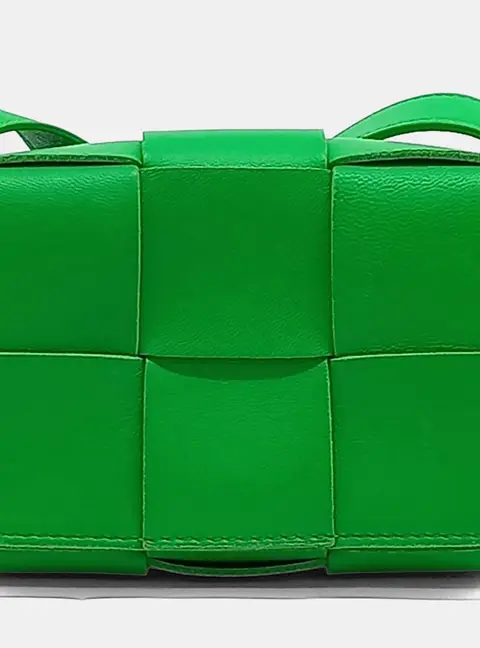 Bottega Veneta Green Leather Cassette Mini Crossbody Bag