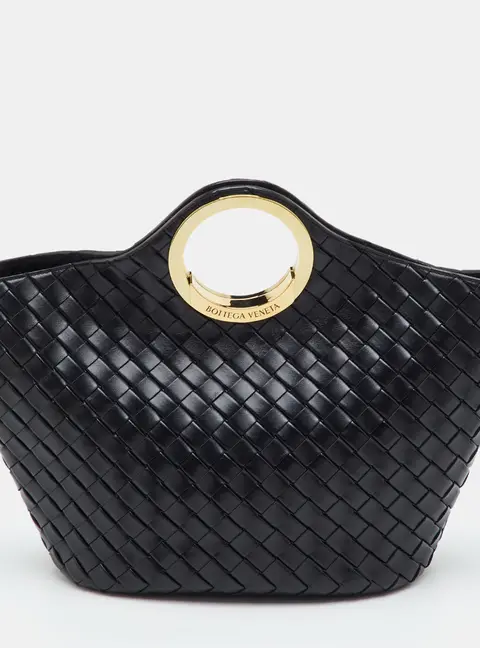 Bottega Veneta Picnic Black Intrecciato Leather Satchel