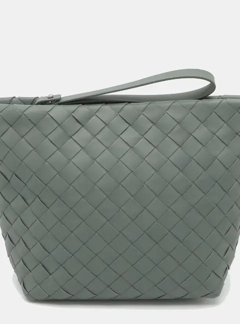 Bottega Veneta Green Intrecciato Leather Wristlet