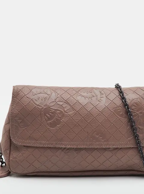 Bottega Veneta Dusty Rose Intrecciato Leather Chain Crossbody Bag