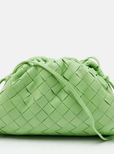 Bottega Veneta The Pouch Light Green Intrecciato Leather Shoulder Bag