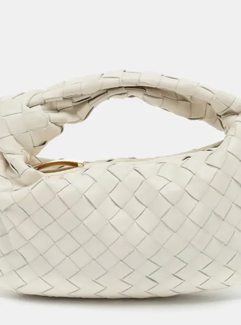 Bottega Veneta Jodie Mini White Intrecciato Leather Hobo