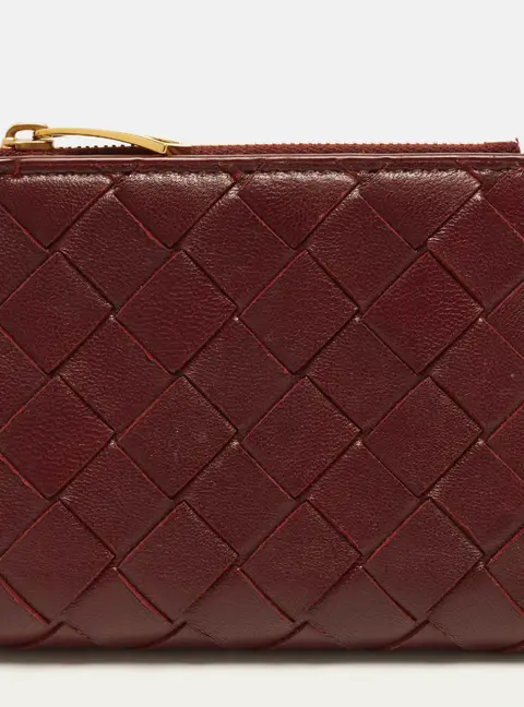 Bottega Veneta Burgundy Intrecciato Leather Bifold Wallet
